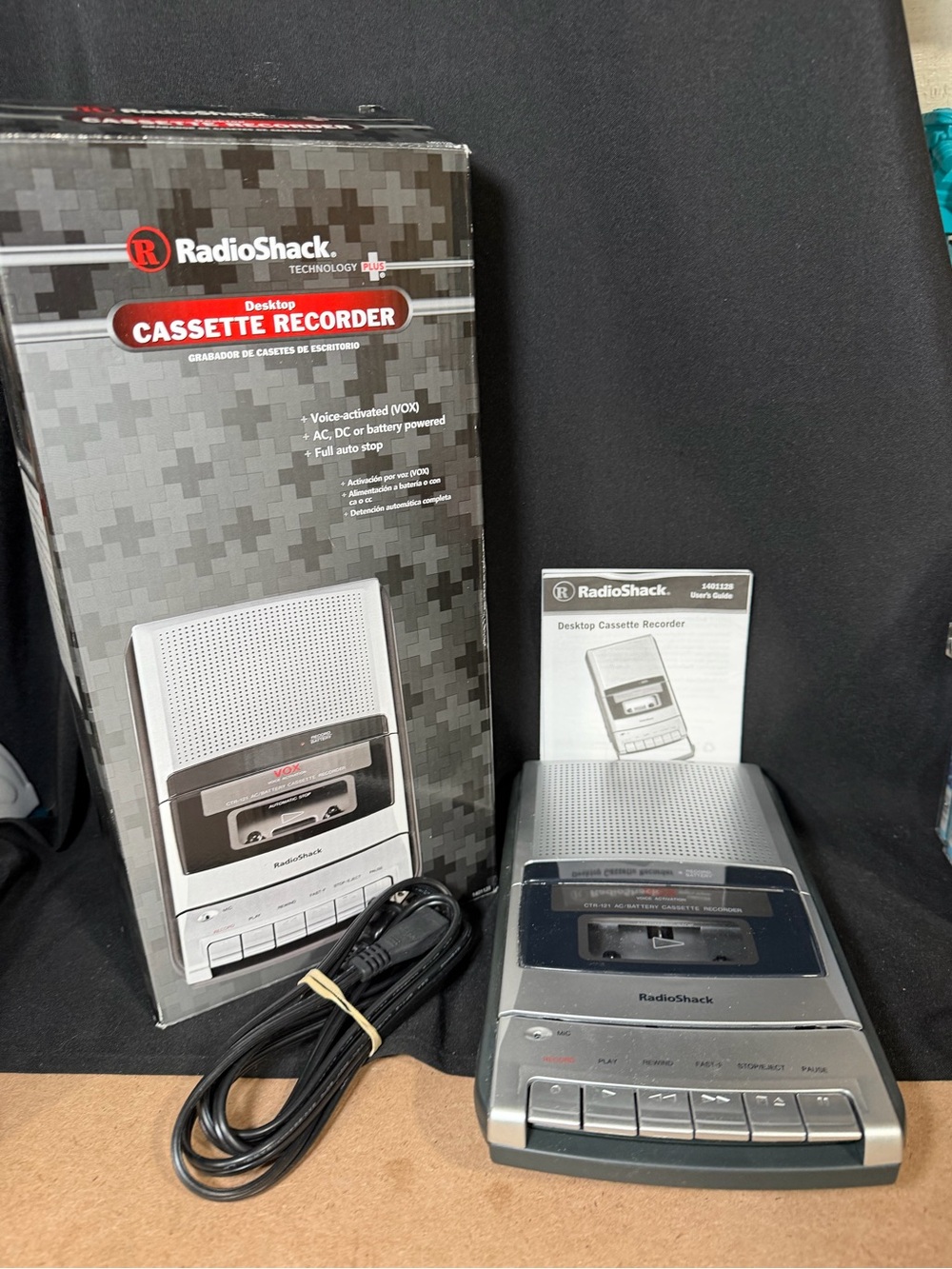 VTG RadioShack CTR-121 Desktop Cassette Recorder VOX AC Battery In Box 14-1128